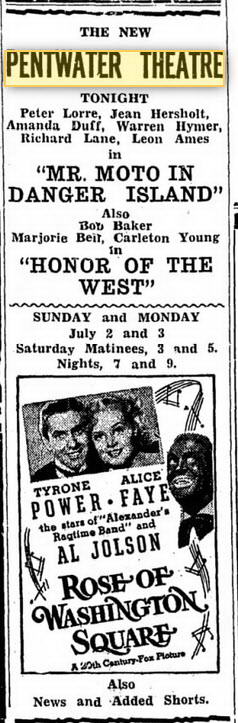 Pentwater Theatre - Jul 1 1939 Opening Ad